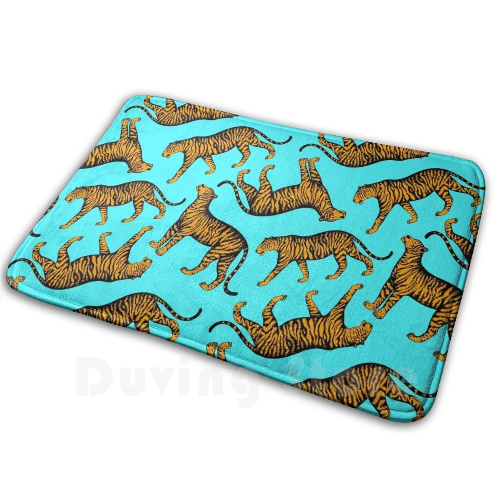 Tigers ( Blue And Marigold ) Mat Rug Carpet Anti-Slip Floor Mats Bedroom Tiger Tigers Panthera Tigris Panther Panthera Feline