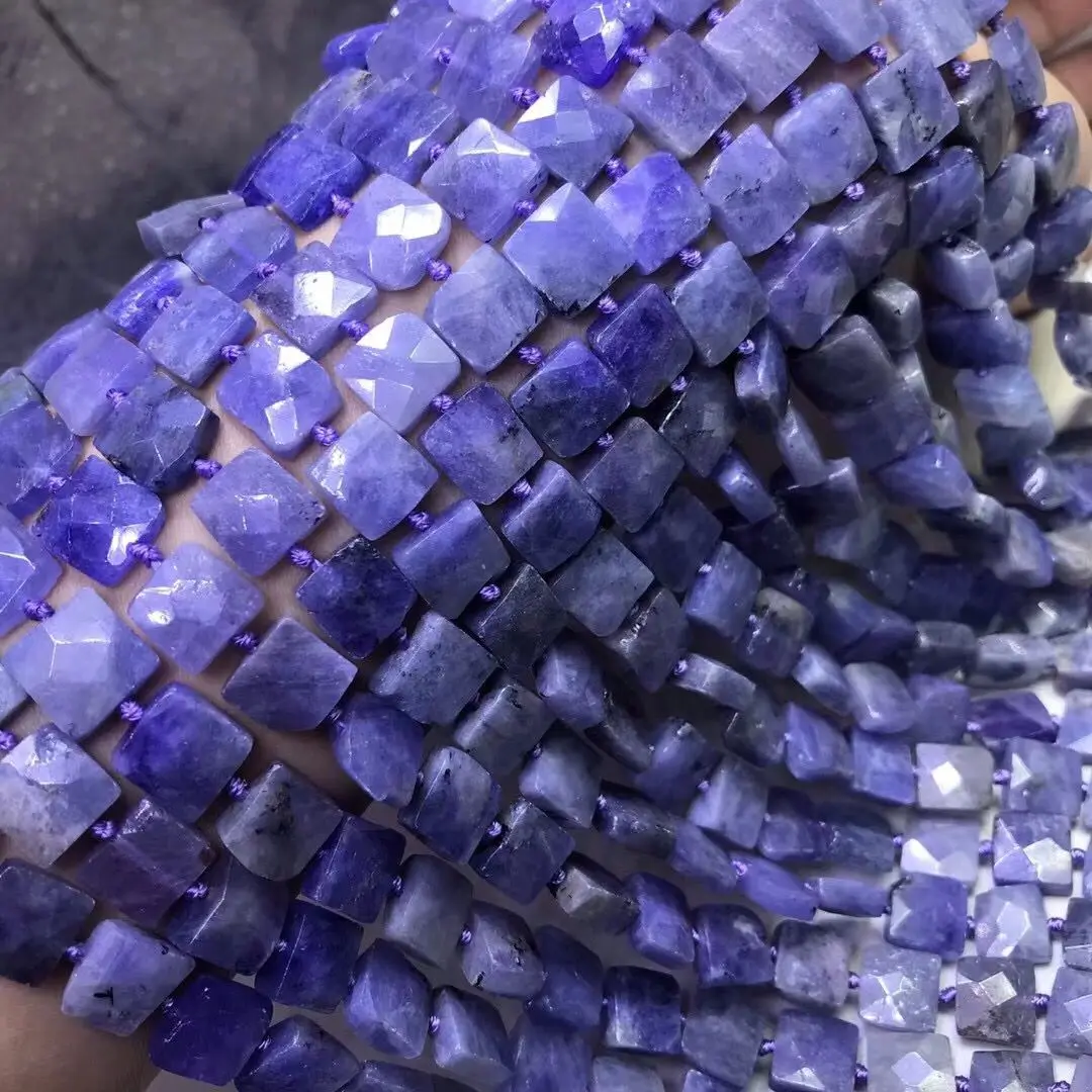 

loose beads tanzanite 10*10mm flat square faceted nature for making jewelry necklace 14inch FPPJ wholesale