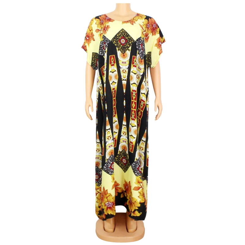 

African Dashiki Boho chic long dress Multicolored 100% Cotton Women Floral Print summer dress maxi vestidos with Scarf