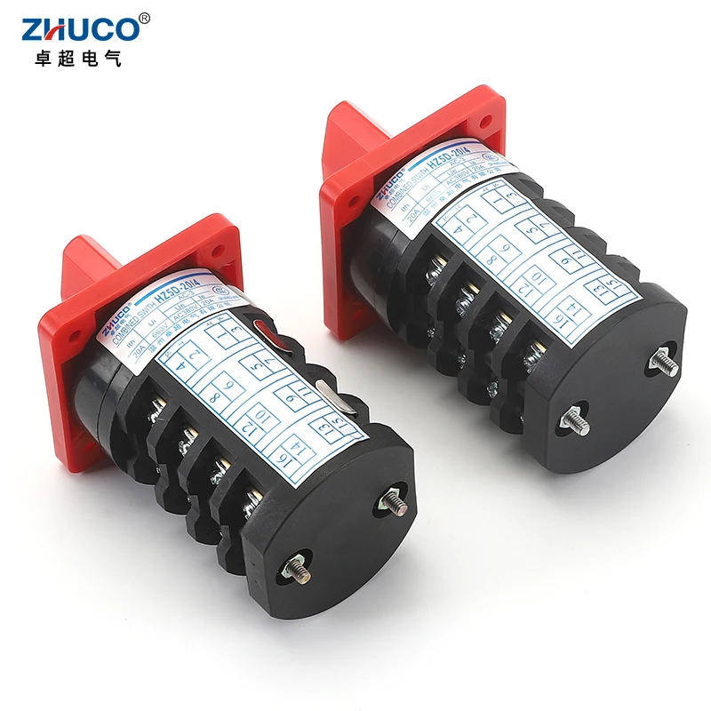 ZHUCO HZ5D-20/4 M07 M08 20A 4Kw 3 Positions 4 Poles Cam Switch For Two-Speed Motor And Star-Delta Starting Combination Switch