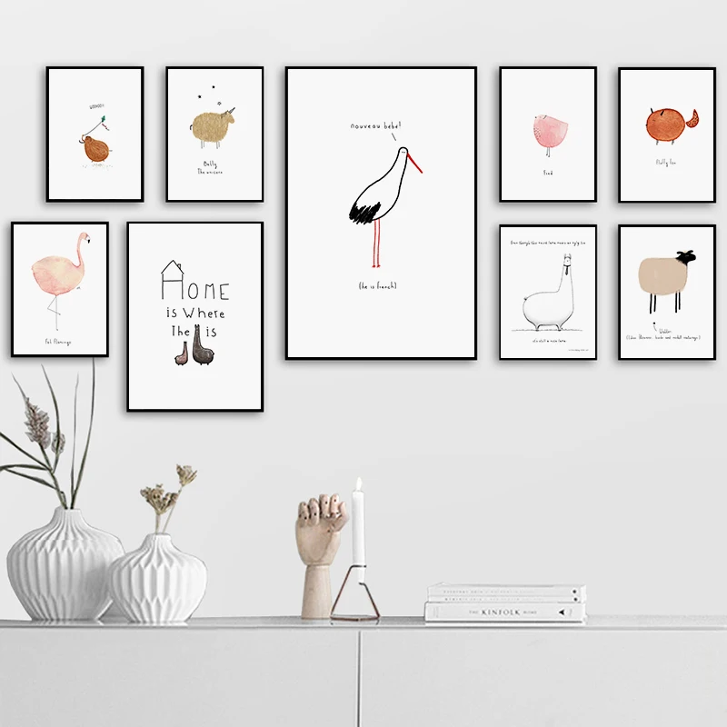 Nordic Minimalist Picture Cute Animal Canvas Painting Nursery Poster Child Wall Art Print Painting Kids Baby Bedroom Home Decor