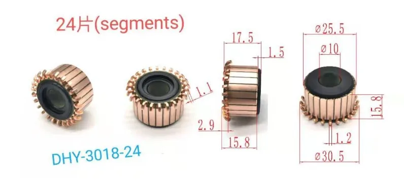 10 millimetri x 25.4 millimetri x 15.7 millimetri 24P Barre di Rame Alternatore Elettrico Motore A Collettore D-046