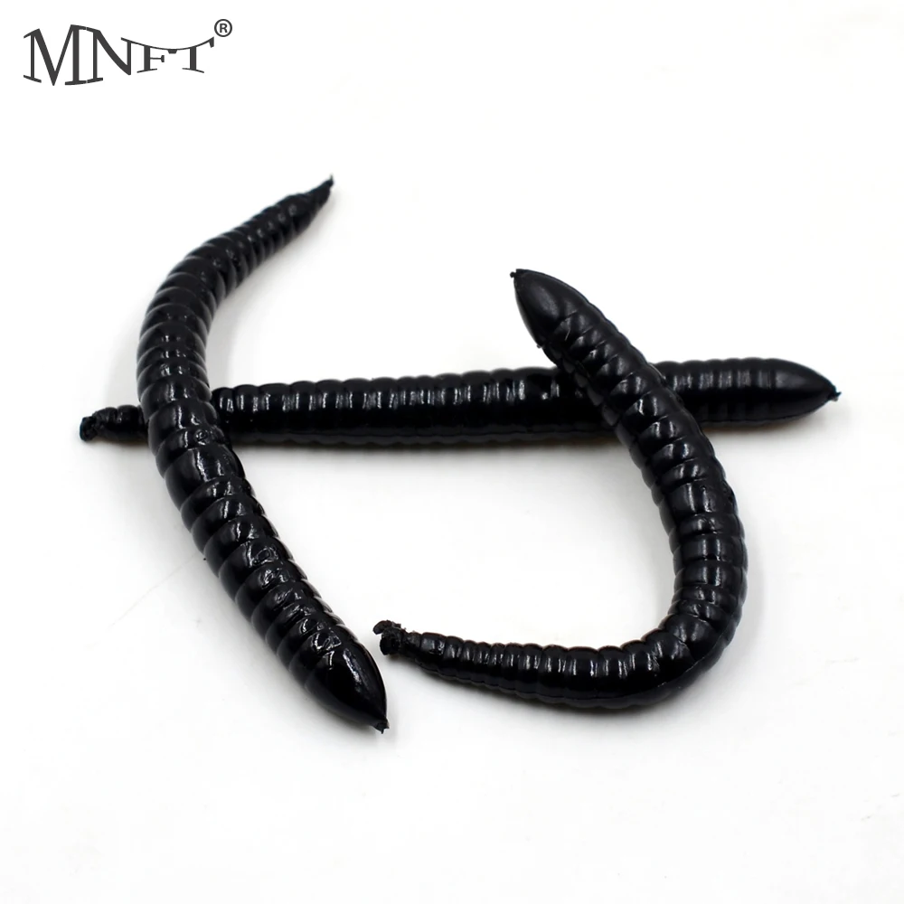 MNFT 24PCS Symulacja robaka ziemnego Czarne robaki brązowe Sztuczne robaki wędkarskie Przynęty Miękka przynęta Sprzęt wędkarski 8cm