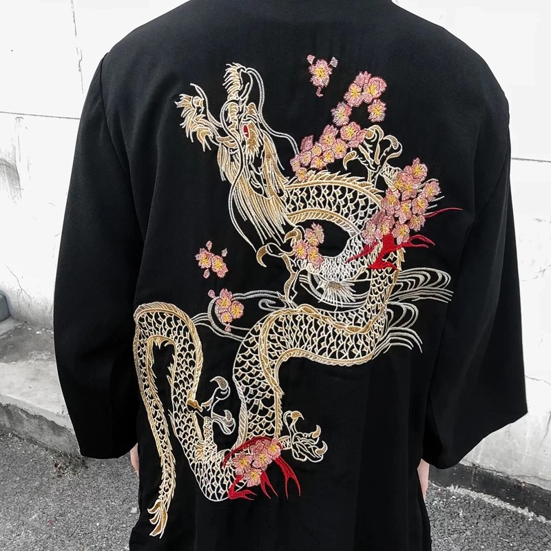 Kimono pour femmes et hommes, cardigan japonais, chemise de plage, vêtements de nuit traditionnels, robe dragon