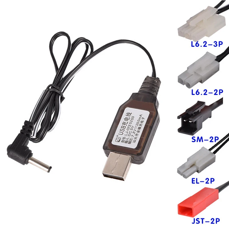 7.2V USB Charger Units with EL-2P/JST-2P/L6.2-2P/SM-2P Plug For Ni-Cd/Ni-Mh Battery Charger For rc toys car Spare Parts