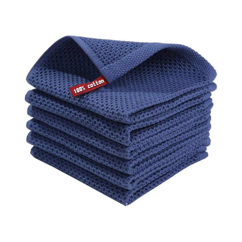 Cotton Waffle Towel For Kitchen And Household Goods Wipes Hydrophilic Rags Large Dish Cloth Accessories Tableware Cleaning Tools