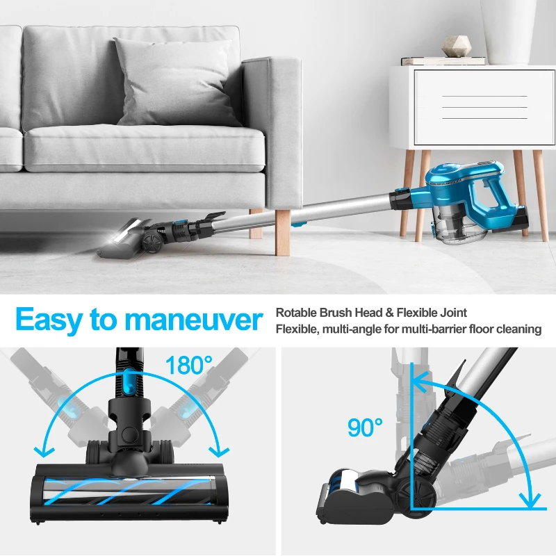 Cordless Staubsauger mit 2 Batterien Wiederaufladbare Stick Vakuum Leistungsstarke Saug Handheld Auto Bett Vakuum INSE S6P