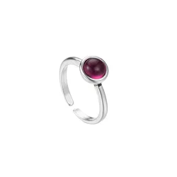 925 Sterling Silver Round Red Open Rings For Women Vintage Style Lady Prevent Allergy Sterling-silver-jewelry