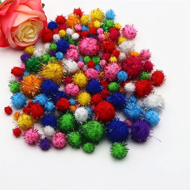 10-30mm Colorful Flashing  PomPom Ball for Children DIY Craft Supplies Handmade Creative Decoration Material PomPom 10-20g