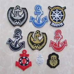 Cheap Wholesale boat anchor hot melt adhesive applique embroidery patches stripes DIY Sewing clothing accessoryies C145-C409