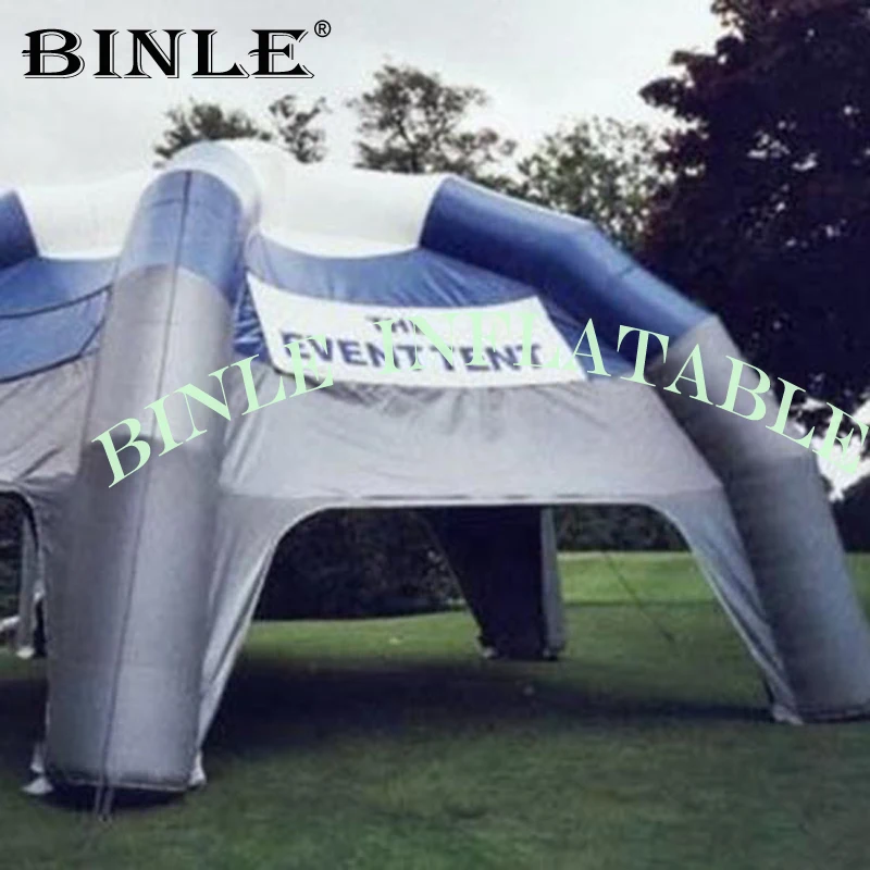 Carpa de araña inflable de 5 patas, carpa Gazebo con pancarta de pegatina extraíble, refugio de marquesina con cinturón solar para diferentes eventos, azul, Ngrey