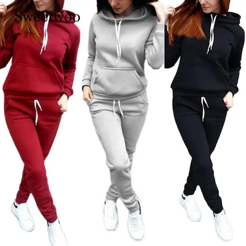 Hoodies Long Sleeve Sports Running Suit Women Tracksuit Yoga Set Fitness Clothing Sportswear Yoga Set  Conjunto Deportivo Mujer