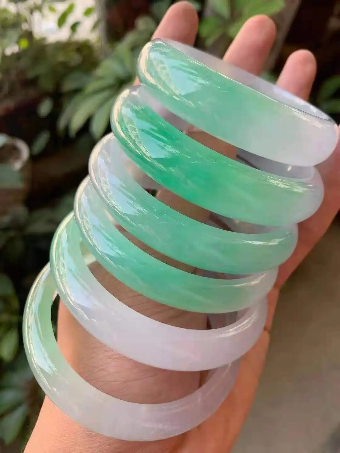 

Class A Natural jadeite Floating green bangles handcarved women jade bangle jewelry jadeite bangles Real jade gift bracelet