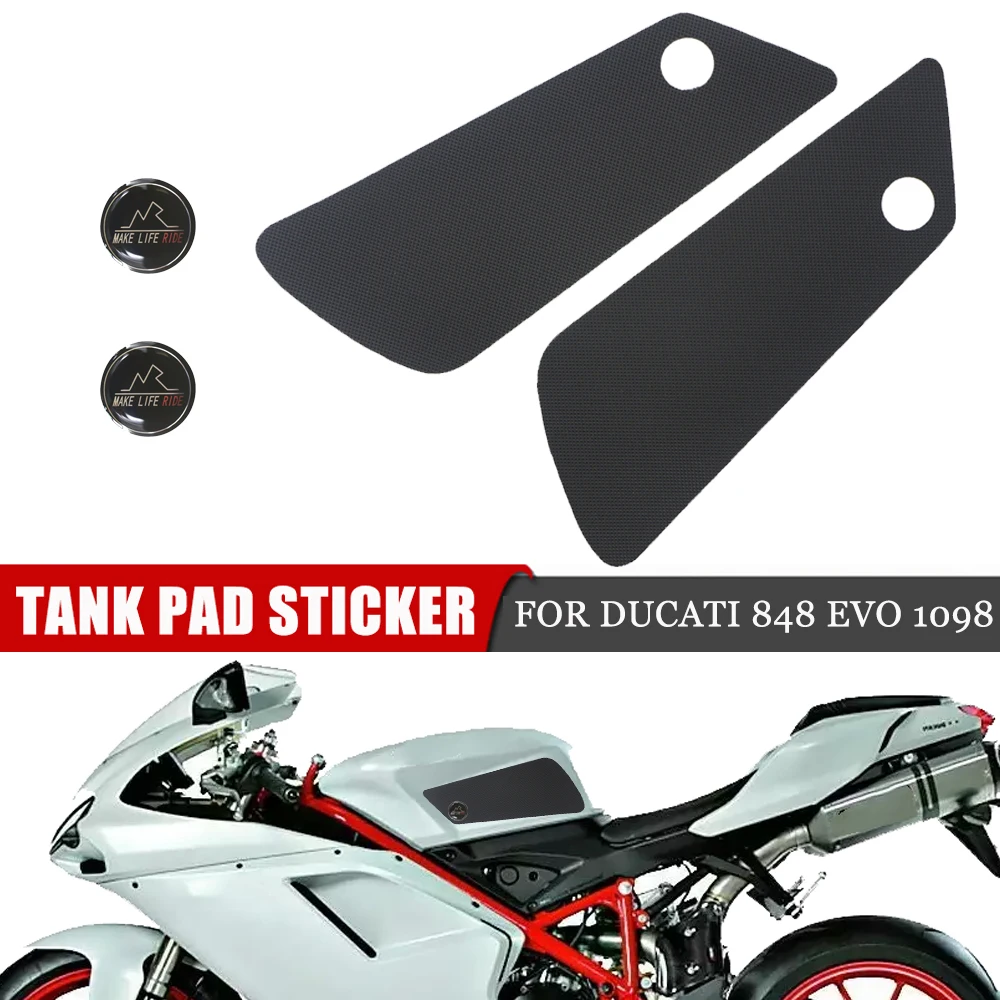 For Ducati 848 EVO 1098 848evo Motorcycle Stickers Anti Slip Fuel Tank Pad Side Gas Knee Grip Traction Decals Protector Adesivo