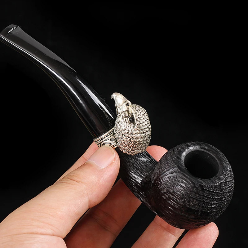 

New High grade oak wood Smoking pipe Wooden tobacco pipe With Eagle Head Decoration Smoke Men's Gadget P1302