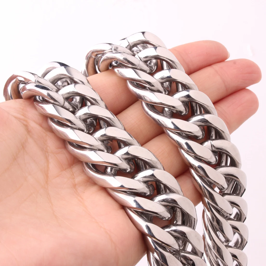 9/11/13/16/20mm Wide Strong Men Cuban Curb Link Chain High Polished Silver Color 316L Stainless Steel Bracelet/Necklace