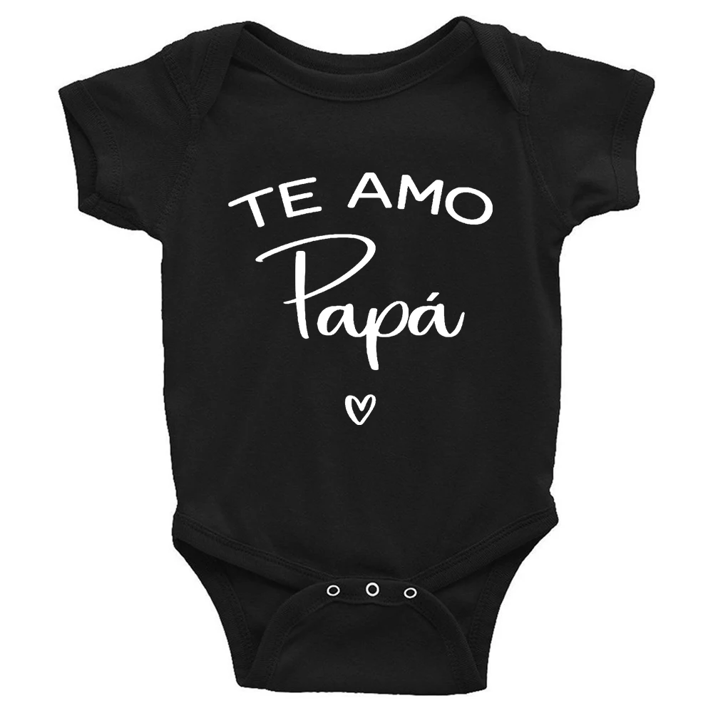 I Love You Dad Papa Spanish Funny Newborn Baby Bodysuits Boy Girl Casual Short Sleeve Jumpsuit Playsuits Outfits Infant Clothing