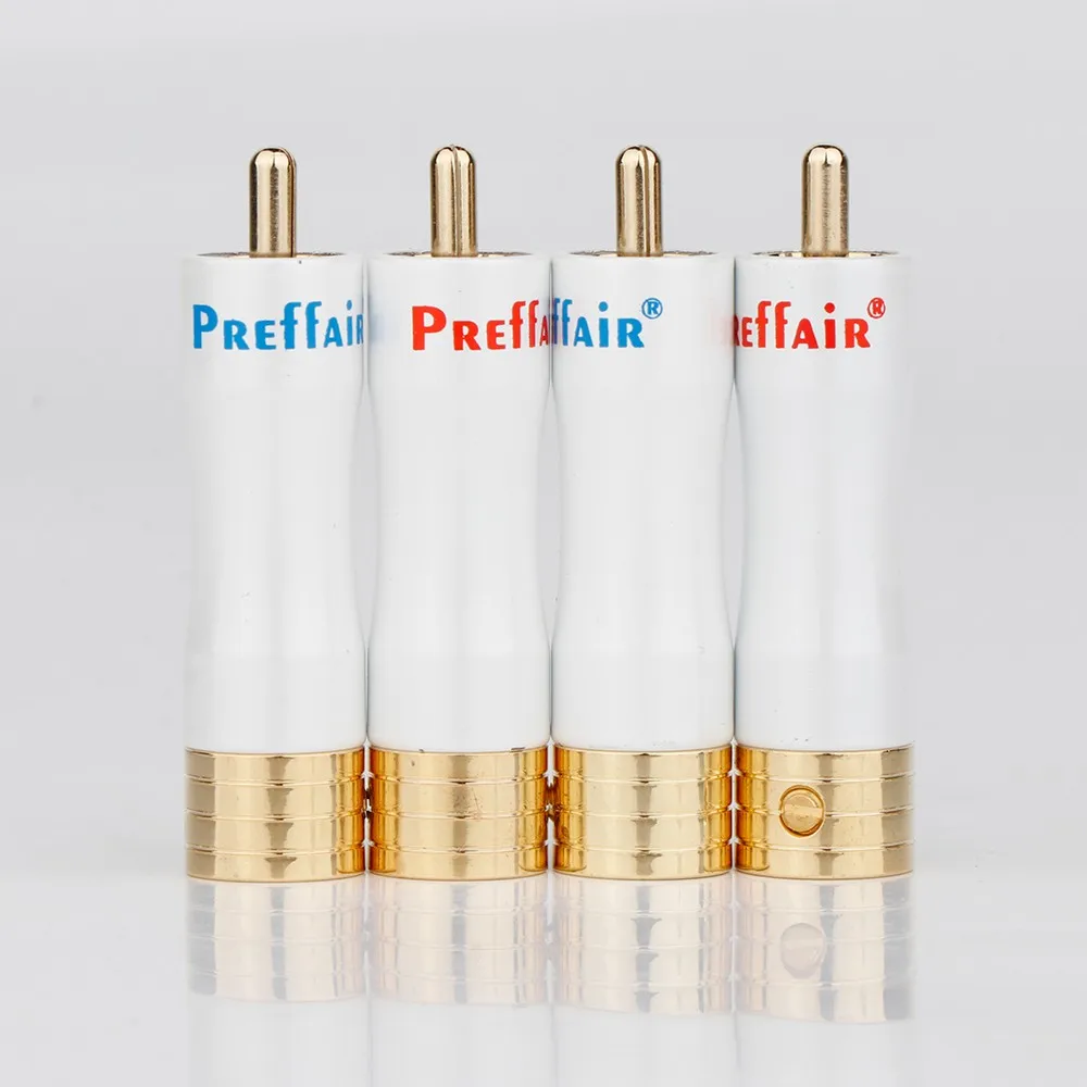 Preffair 4xR1704 RCA Male 플러그 오디오 비디오 인라인 잭 어댑터 금도금, RCA 플러그 솔더리스 RCA Male 플러그