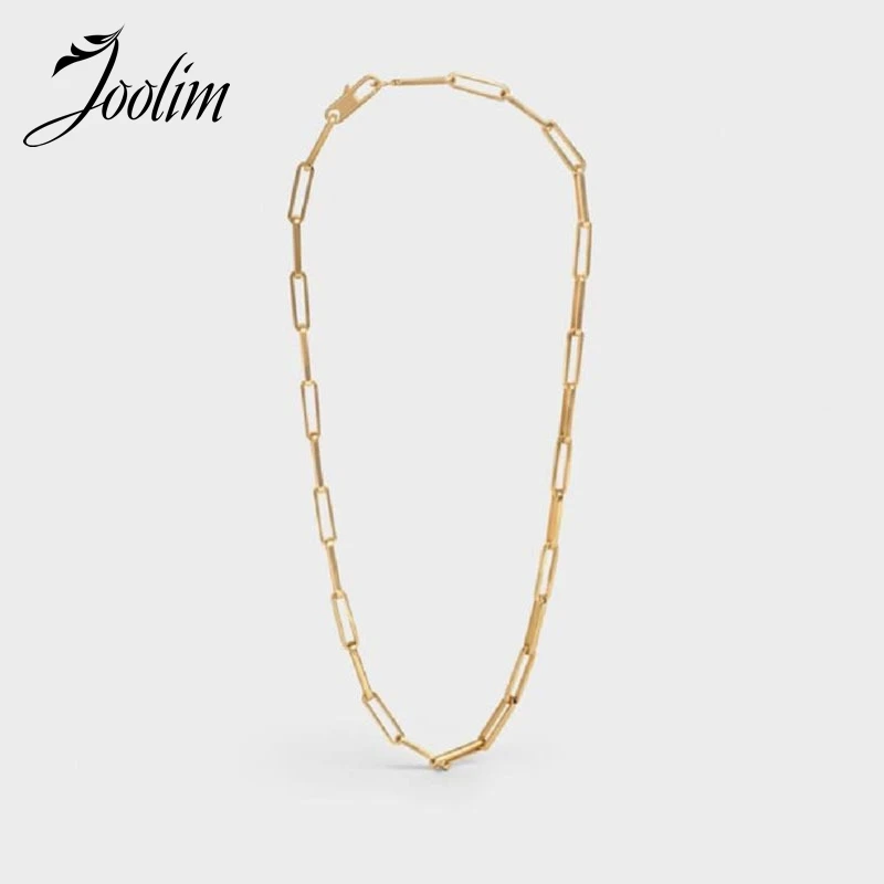 Joolim Jewelry High End Pvd Wholesale Waterproof&Tarnish Free Trendy Versatile Pin Link Chain Stainless Steel Necklace for Women