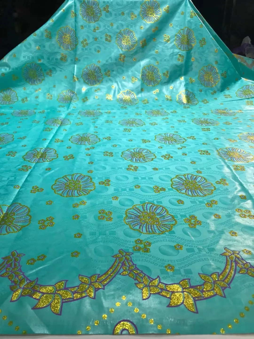 5 Yards/Lot Gold Blocking 100% Cotton Shiny Bazin Riche Brode Fabric For Men Cloth Soft Top Quality African Fabric Brocad Sewng