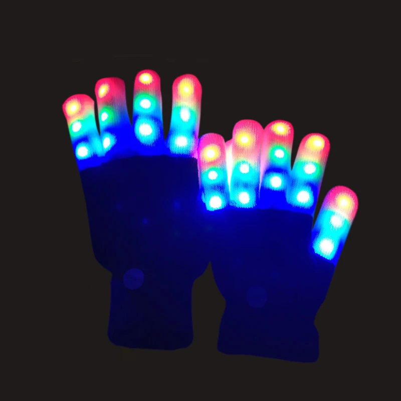 Wecute Glowing Glove Colorful Glitter Glove Entertainment Black and White LED Night Glowing Child & Adult Warm Glove for Cycling