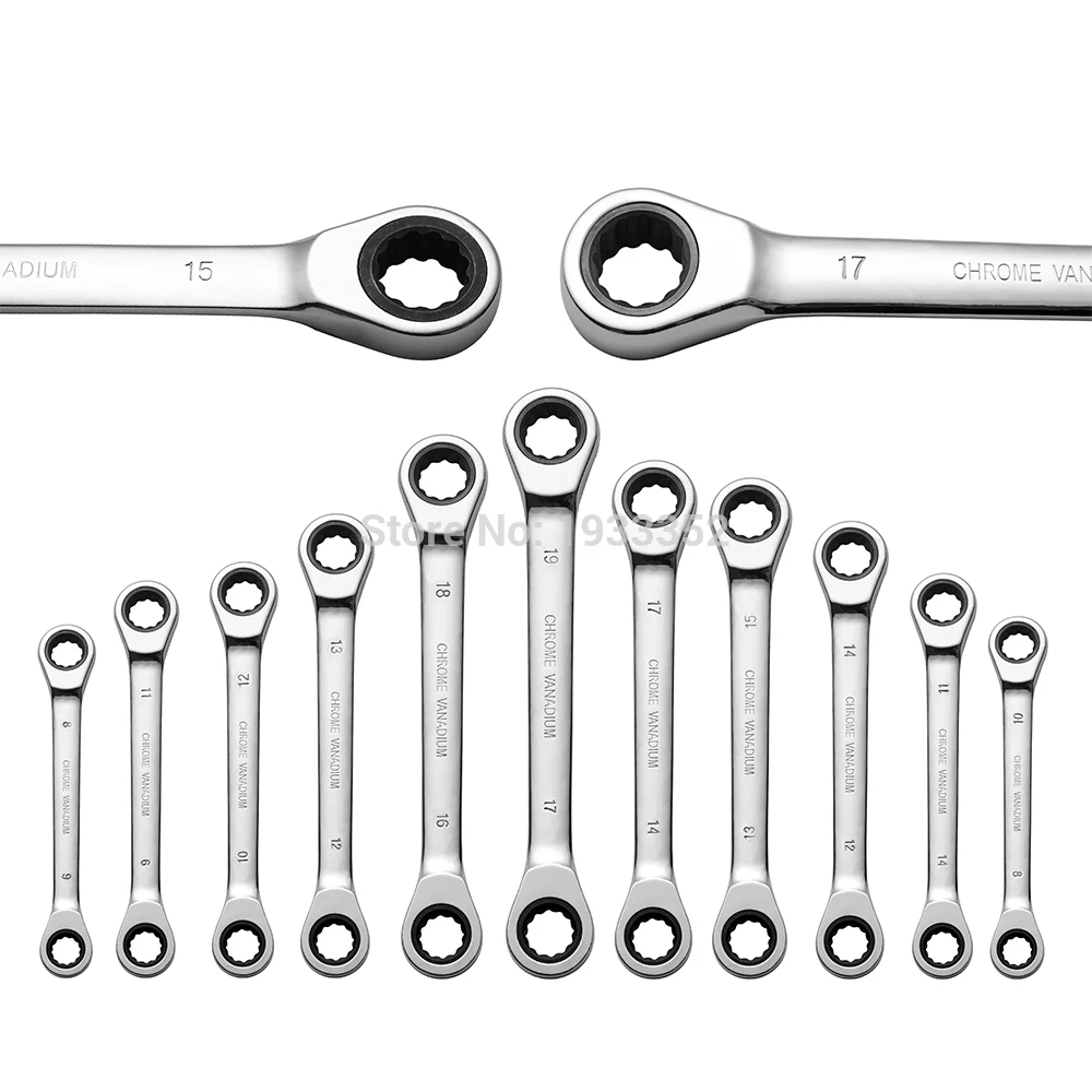 Double-head Ratcheting Wrench Set 72-Tooth Double Box End Wrench Chrome Vanadium Steel 1 pc