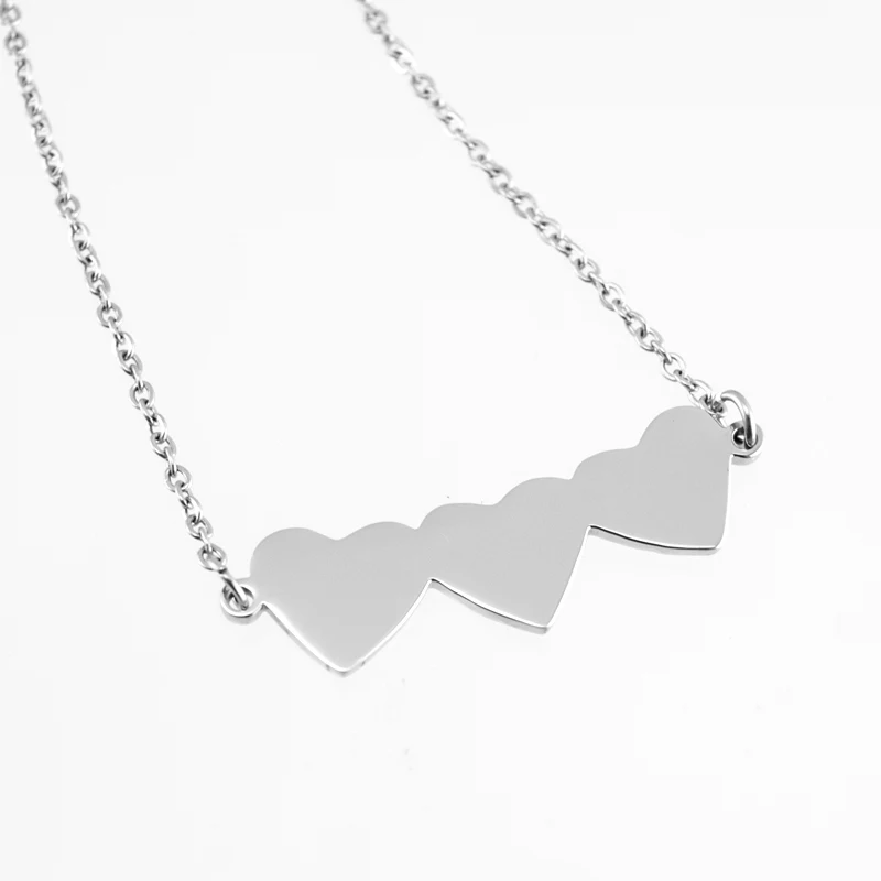 Triple connected heart Choker women female necklace Stainless steel made Rolo chain collares de moda 2019