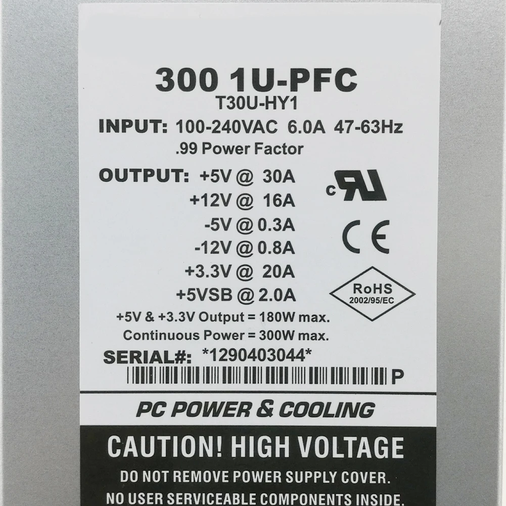 200*100*40mm 20Pin -5V / -12V zasilacz do TURBO-COOL 300 1U-PFC T30U-HY1 do systemu EDGE dedykowany zasilacz 300W