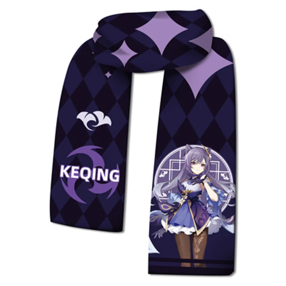 

Anime Game Genshin Impact Keqing Warm Scarfs Cosplay Costume Halloween Props Cartoon Scarf Plush Gift Accessories Party