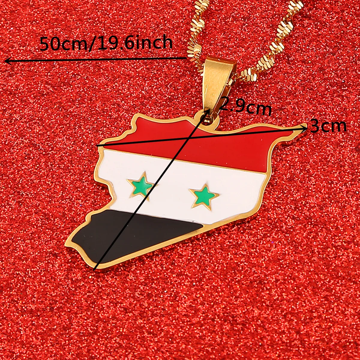 Stainless Steel Syria Map Flag Pendant Necklaces Fashion Syrians Charm Jewelry