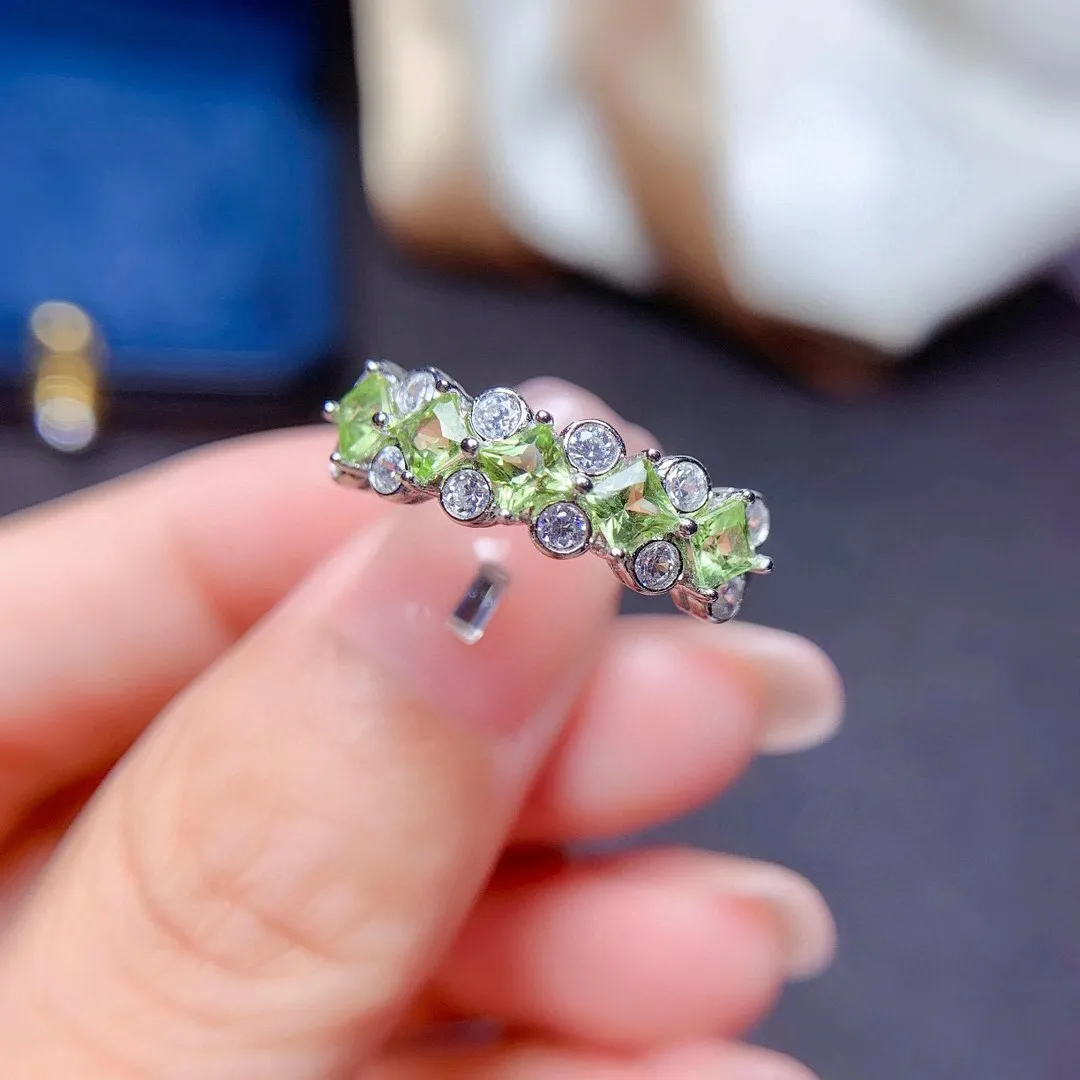 Dazzling Silver Peridot Ring 3mm VVS Grade Peridot Silver Ring Solid 925 Silver Peridot Jewelry Gift for Woman