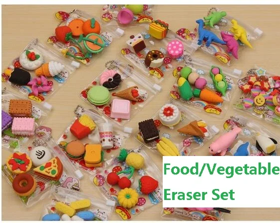 4pcs/pack Food Vegetable Cake Pencil Erasers for School Office students gifts beautiful Erasers