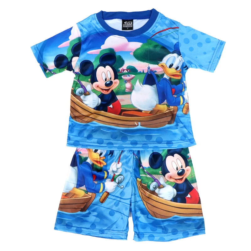 

Disney 2024 New Boy Sets Mickey short-sleeved Summer Cartoon Kids Children's Pajamas Outfits Clothes Suit 3-8 Y