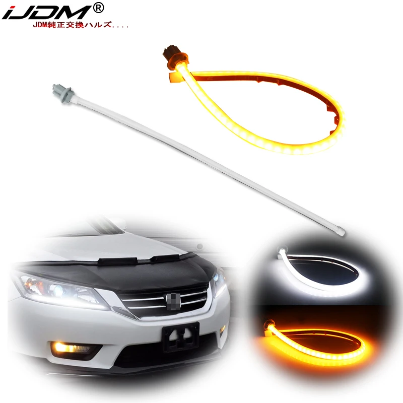 

iJDM White/Amber Switchback Even Illuminating Headlight LED DRL Lights Retrofit For 13-15 Honda Accord Sedan DRL/Turn Signal Lig