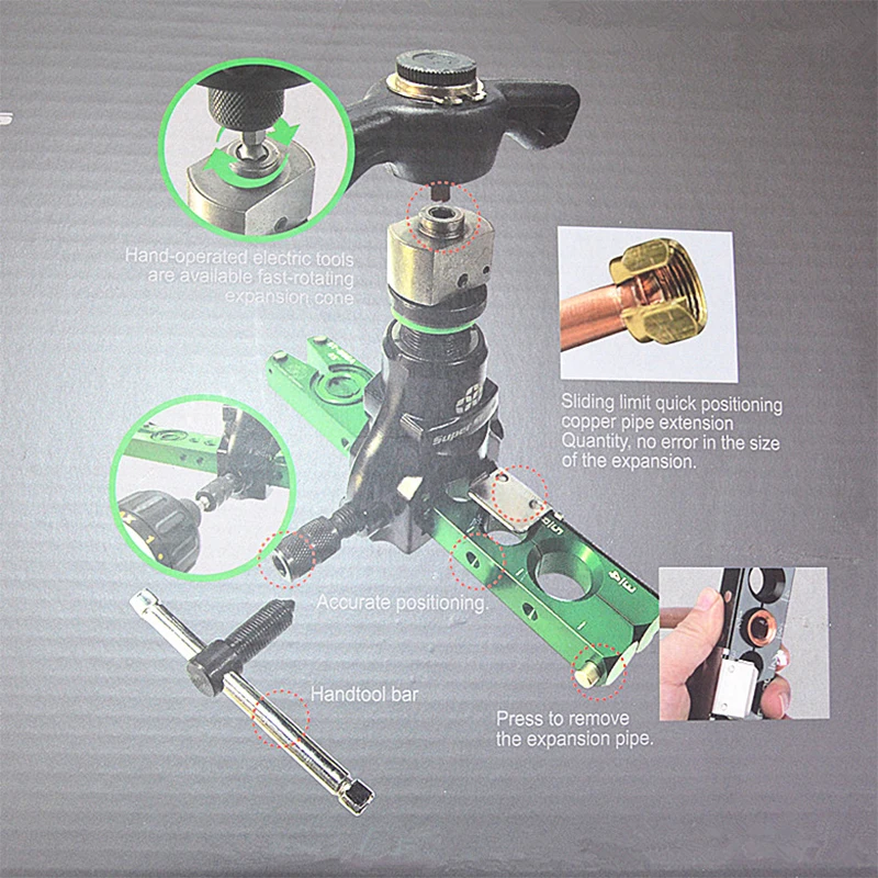 Ferramenta expansora manual de tubo excêntrico embutido, ferramenta de sinalização com catraca para ar condicionado, tubo de cobre