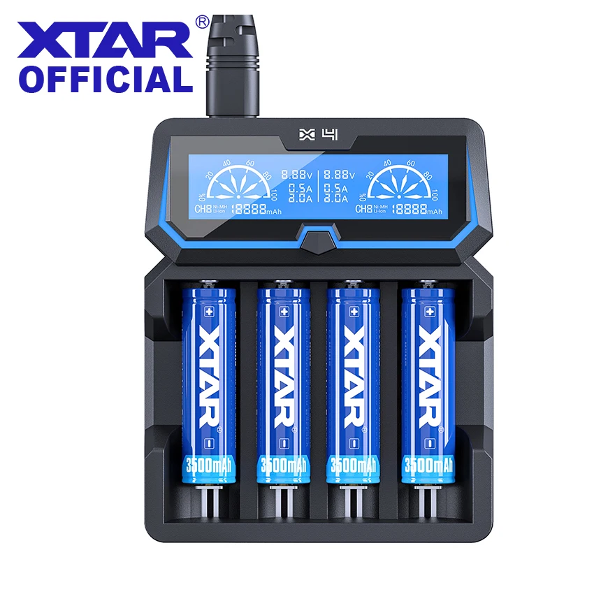 XTAR 18650 szybka ładowarka X4 wyświetlacz LCD ładowanie 3.7V 18750 26650 21700 18350 1.2V AA akumulator AAA ładowarka