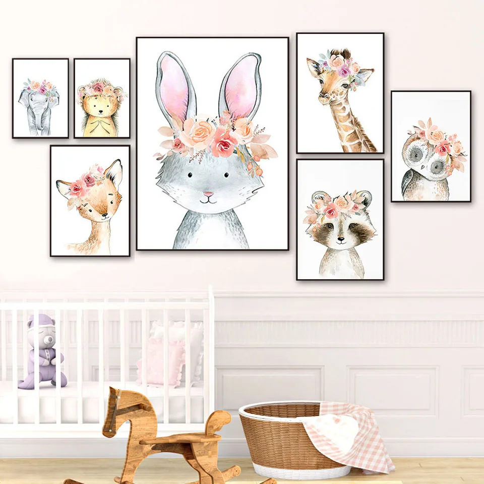 Giraffe Rabbit Deer Animals diy diamond embroidery Cartoon Wall Art diamond Painting animal Sticker Children Room KidsZP-3577