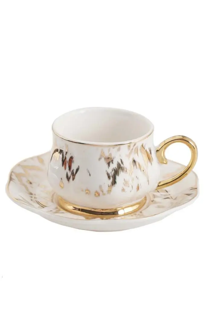 DOLBOVI Acar Angle 6'lı Gold Gilt White coffee cup Pad 9476 mug кружка coffee cup cup