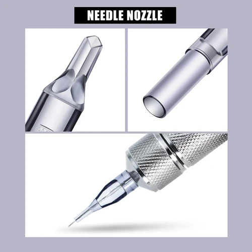 Imagen 2 del producto 100/50/30/20/10 Uds. Puntas de boquilla de tatuaje grises desechables esterilizadas máquina de tatuaje puntas de plástico tubo de aguja para suministro de maquillaje