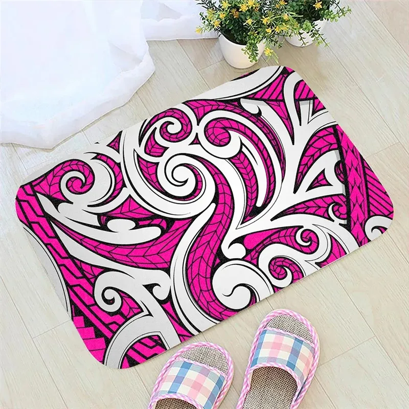 Polynsian Maori Ethnic Ornament Gold Hawaii Door Mat 3D Printed Indoor Non Slip Door Floor Mats Carpet Rugs Decor Porch Doormat