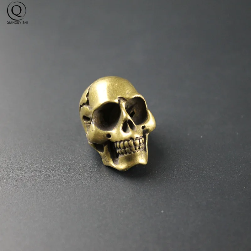 Retro Brass Copper Punk Men Skull Head Keychains Pendant Metal Key Chain Ring Fob Charms Bronze Skeleton DIY Keyring Accessories