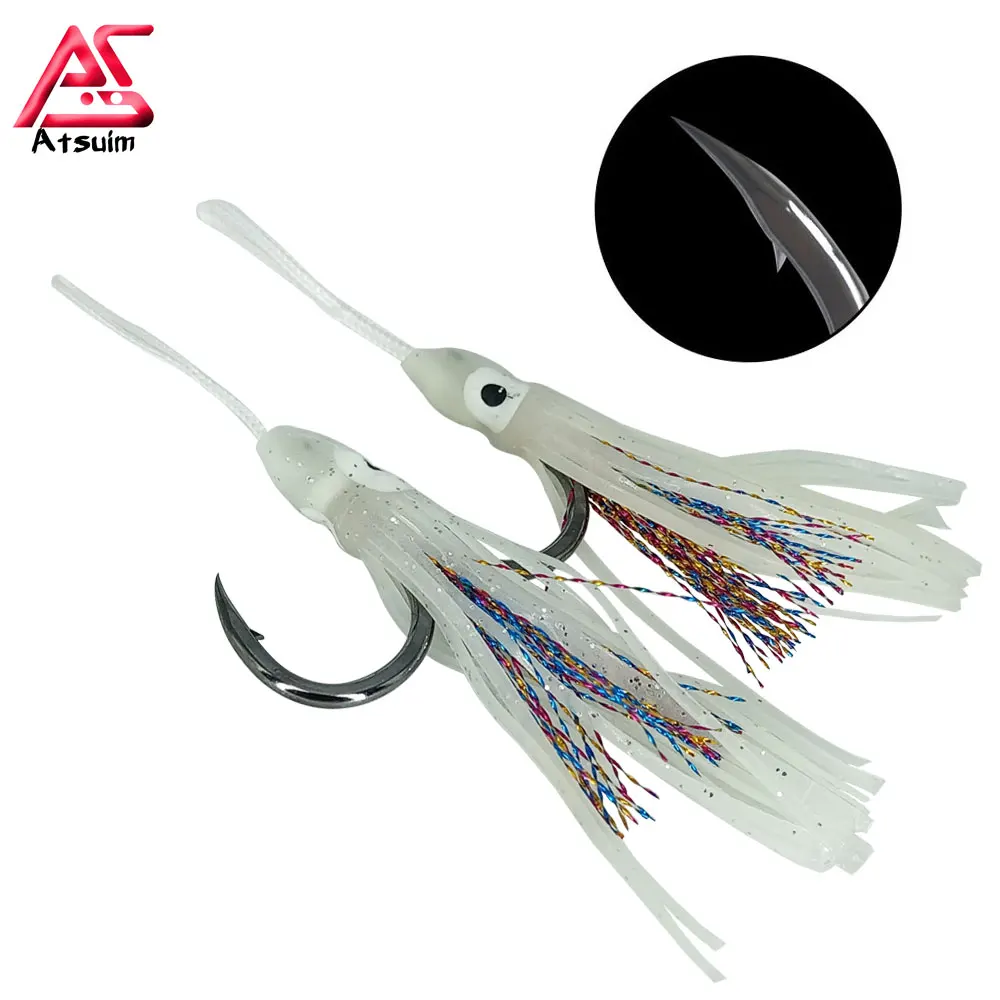 10/0 BKK Jig Hook Glow Squid Skirts Jigs Hooks Slow Fast Jigging Carbon Hooks Falling Saltwater Fishing Accessories Hooks