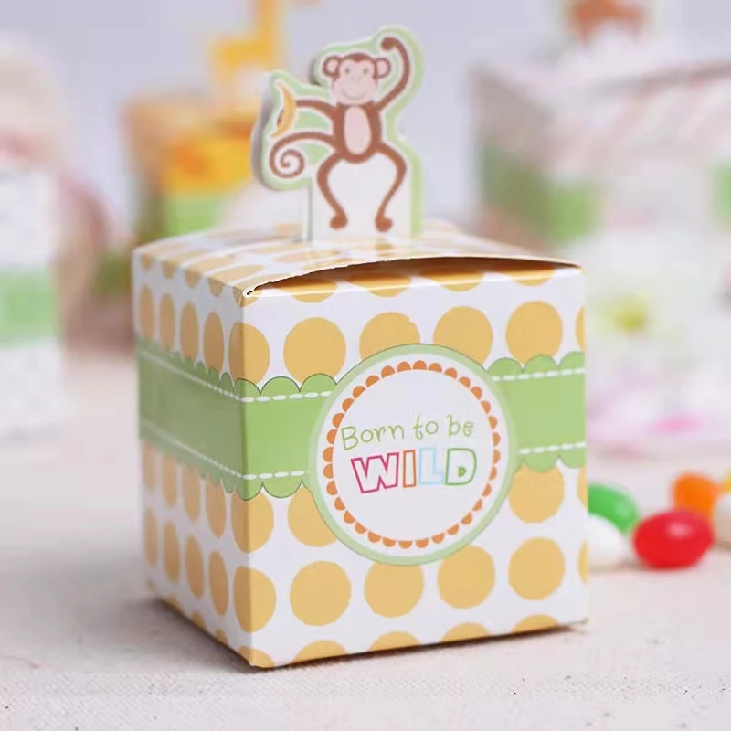 100 Pieces Simple Square Candy Box Children's Day Baby Birthday Gift Box Candy Chocolate Nuts Packaging Bag Manual Folding