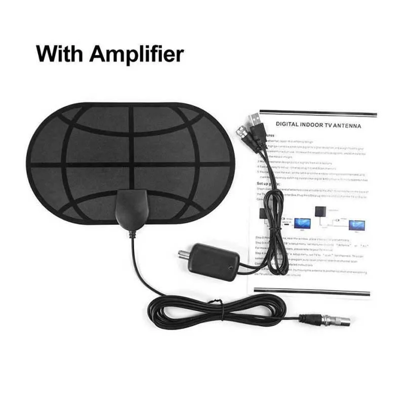 4K 25DB High Gain HD TV DTV Box Digital TV Antenna 980 Miles Booster Active Indoor Aerial HD Flat Design