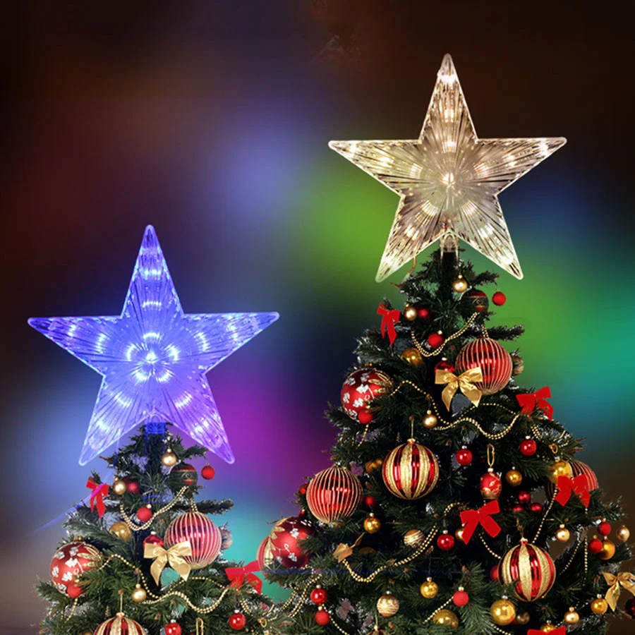 

LED Five-pointed Star Christmas Tree Top Light 220V EU Plug New Year Decoration Garland Fairy Light for Party Wedding Xmas Decor