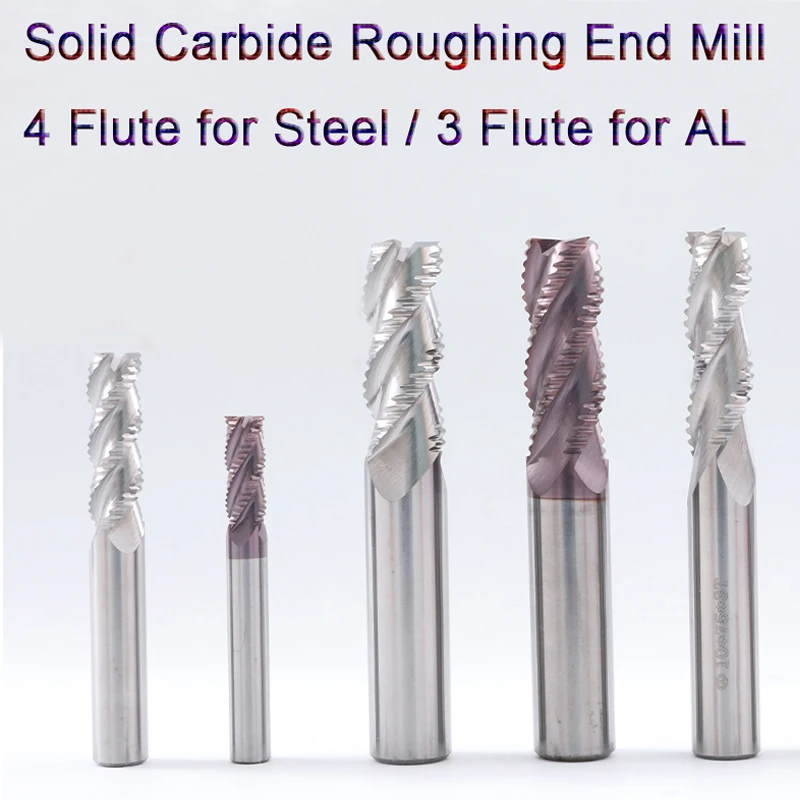 Solid Carbide Roughing End Mill 4 Flute Square Mills Hardened Steels Coating 3Flute for Aluminum Milling Cutter With Geometry