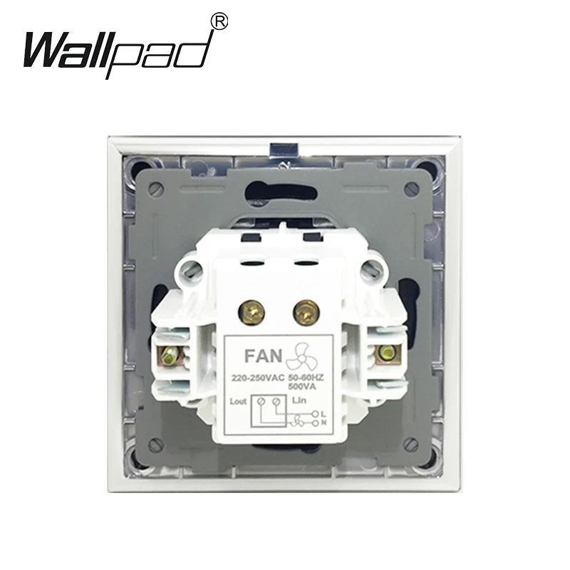 EU Fan Speed Control Switch Wallpad 110-250v Black Crystal Glass European Electric Rotary Fan Controller 600W Switch with Claws