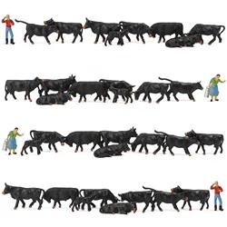 36pcs HO Scale 1:87 Well Painted Farm Animals Black Cows Shepherd AN8722 Model Railway Layout