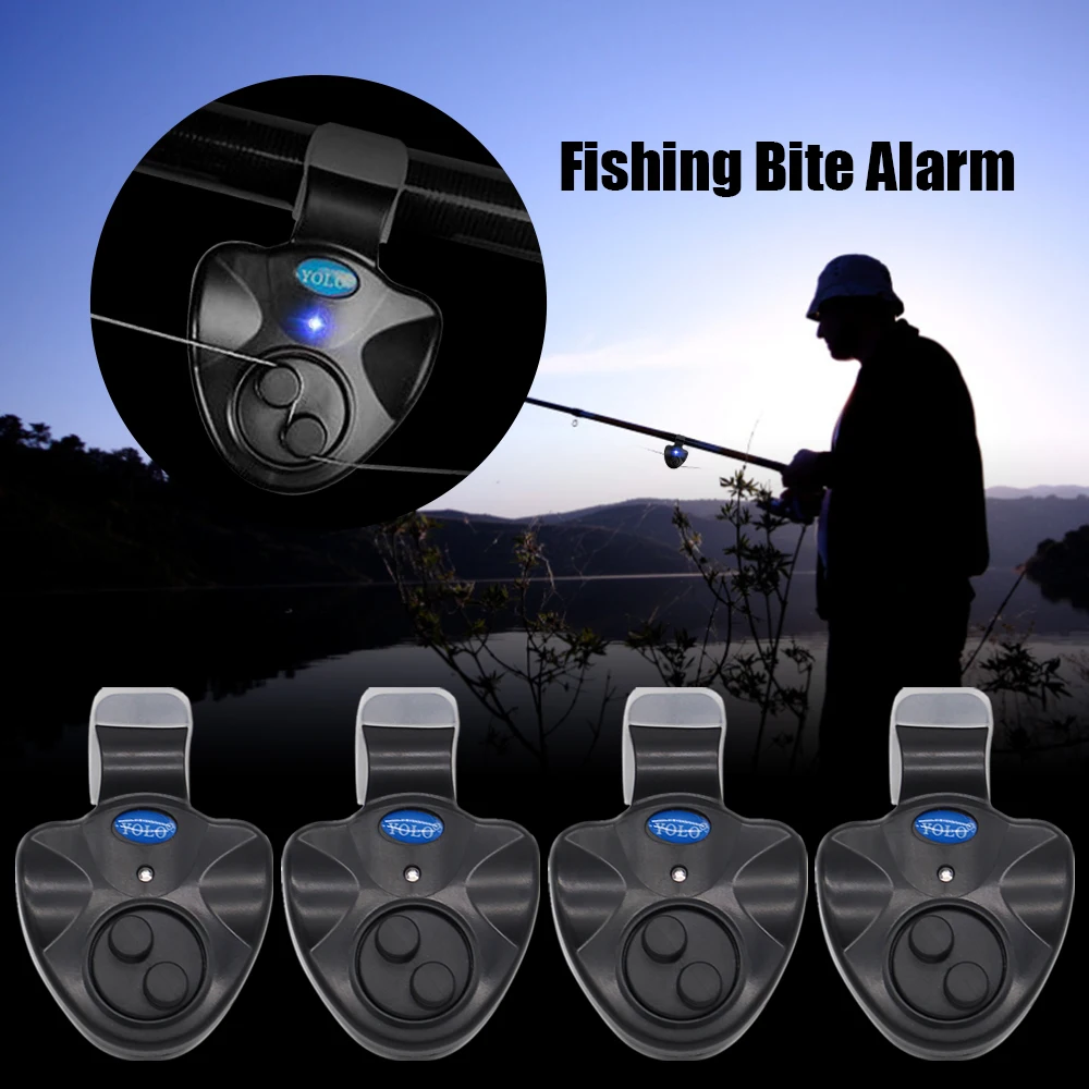 2-12pcs Electronic Fishing Bite Alarm w Sound LED Lights Indicator Fish Bite Alarms Buzzer Loud Siren Daytime Night Indicator