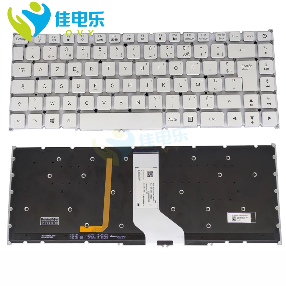 

FR French AZERTY Backlight Keyboards For Acer conceptD 7 CN715-71 CN715-71-73A9 White Backlit Replacement Keyboard LG4P-T90W3L